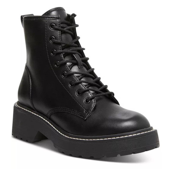 BayQ Shoes - Black Combat Boots Lace Up Comfort Cushion Sole Size 11